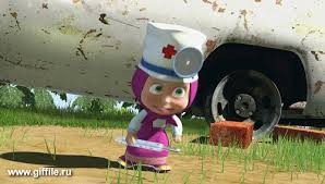 Create meme: Masha and the bear , ambulance from Masha and the bear, masha and the bear ambulance