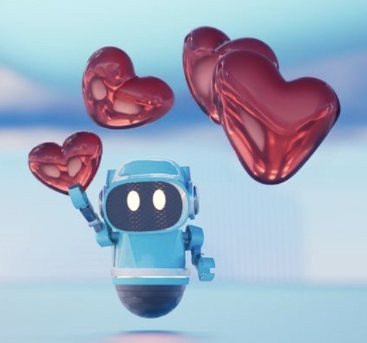 Create meme: The robot is blue, the robot is cute, Robots love
