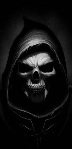 Create meme: skull, death in the hood, the skull in the hood