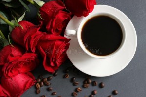 Создать мем: картина кофе и розы черно бело красное, кофе и цветы, красные розы и кофе