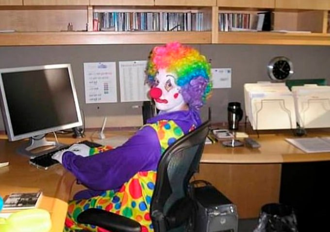 Create meme: the clown behind the computer, the clown at the computer, the clown at the computer