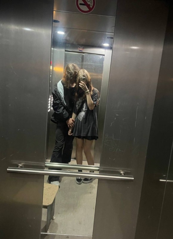 Create meme: The girl in the elevator, feet , a couple of people