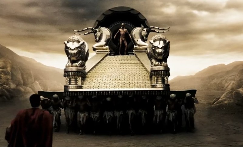 Create meme: 300 Spartans Xerxes on the throne, 300 Spartans Xerxes, King xerxes 300 Spartans