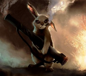 Создать мем: злой зая, боевой кролик, злобный заяц