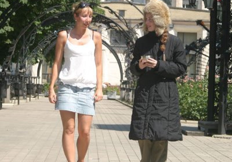 Create meme: people who are not dressed for the weather, Russian girls on the street, Summer girls on the streets