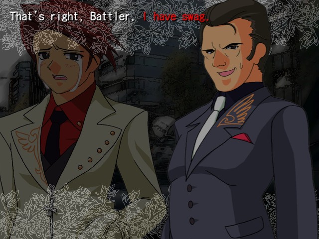 Create meme: Rudolf ushiromiya, Phoenix Wright and Edgeworth, battler ushiromiya