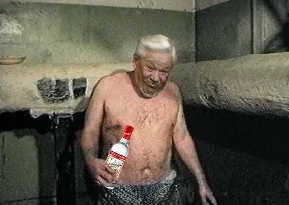 Create meme: Yeltsin Boris Nikolaevich Bukhoy, Yeltsin drunk, groin green elephant 