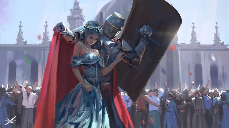 Create meme: the knight protects the Princess shield, knight covers the Princess shield, knight cain wlop