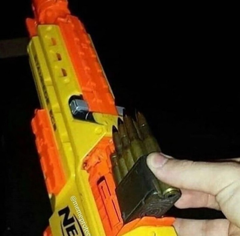 Create meme: nerf big blast blaster, nerf m1 garand, nerf is charged from the side