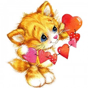 Создать мем: котенок с сердечком, животные милые рисунки, милые зверюшки с сердечками