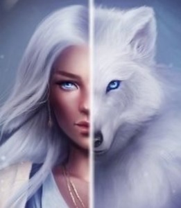 Create meme: wolf girl, wolf, white wolf