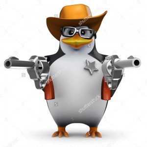Create meme: 3 d penguin, penguin with gun photo, penguin cowboy