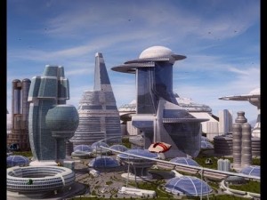 Create meme: future city, futuristic architecture