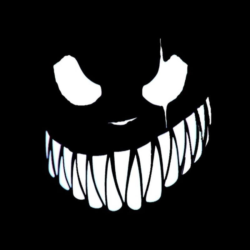 Create meme: teeth on a black background, smile on a black background, evil smile 