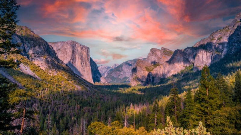 Создать мем: долина йосемити калифорния, национальный парк йосемити калифорния сша закат, парк йосемити