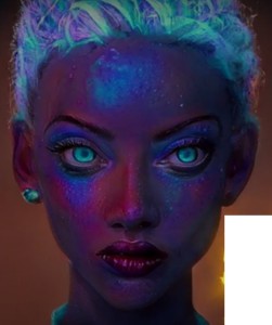 Create meme: girl , cyberpunk makeup, bright makeup
