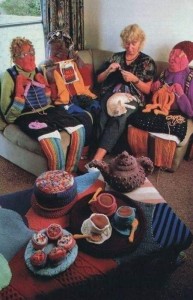 Create meme: Street knitting, knitting, needlewoman
