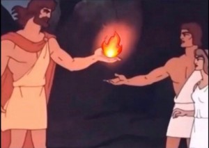 Create meme: Prometheus cartoon 1974, Hercules, the fire of Prometheus