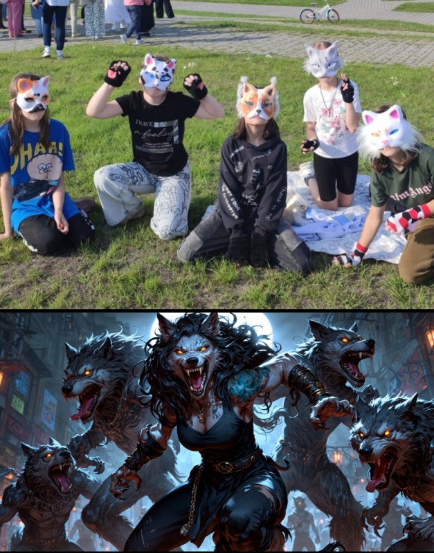 Create meme: a pack of werewolves, Worgen Hunt, Therianthropy of furry