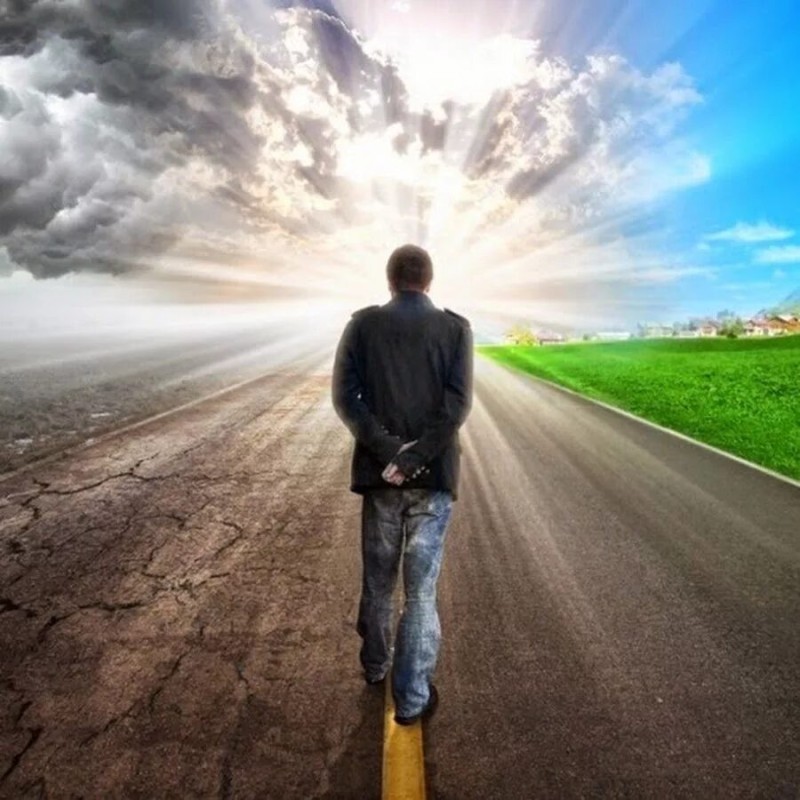 Create meme: a man walks on the road, man on the road, A man walking away into the distance