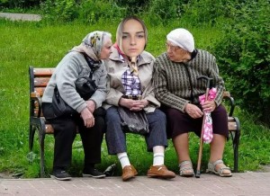 Create meme: grandma, grandma on the bench, grandmother on a bench at the entrance