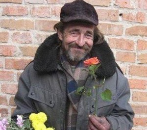 Create meme: Bob the bum, homeless, homeless with flowers