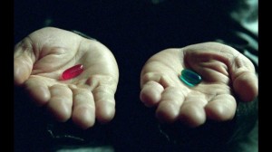 Create meme: Morpheus is a choice between the two pills, blue pill, red pill