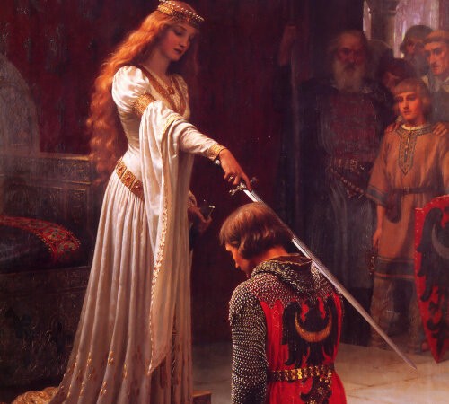 Create meme: Edmund Leighton Lady Godiva, Knighthood of Este, Edmund Blair Leighton paintings