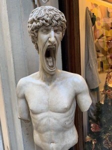 Create meme: statue, statue of David, screaming statue
