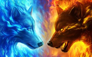 Create meme: wolves are cool, the fire wolf art