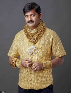 Create meme: Gold shirt, Indian millionaire in a gold shirt, luxury Indian