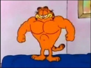 Create meme: Garfield, inflated Garfield