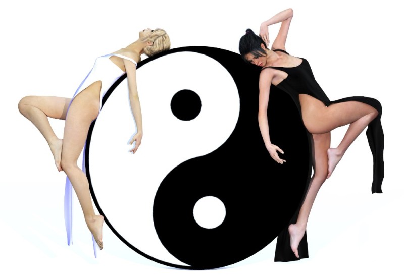 Create meme: yin yang man and woman, yin yang background, yin yang on a white background