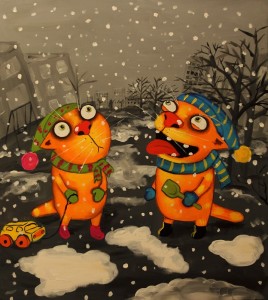 Create meme: Vasya Lozhkin life is funny carnival, Vasya Lozhkin new year party, Vasily Lozhkin's paintings with cats