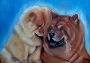 Создать мем: Baby and mum chow chow