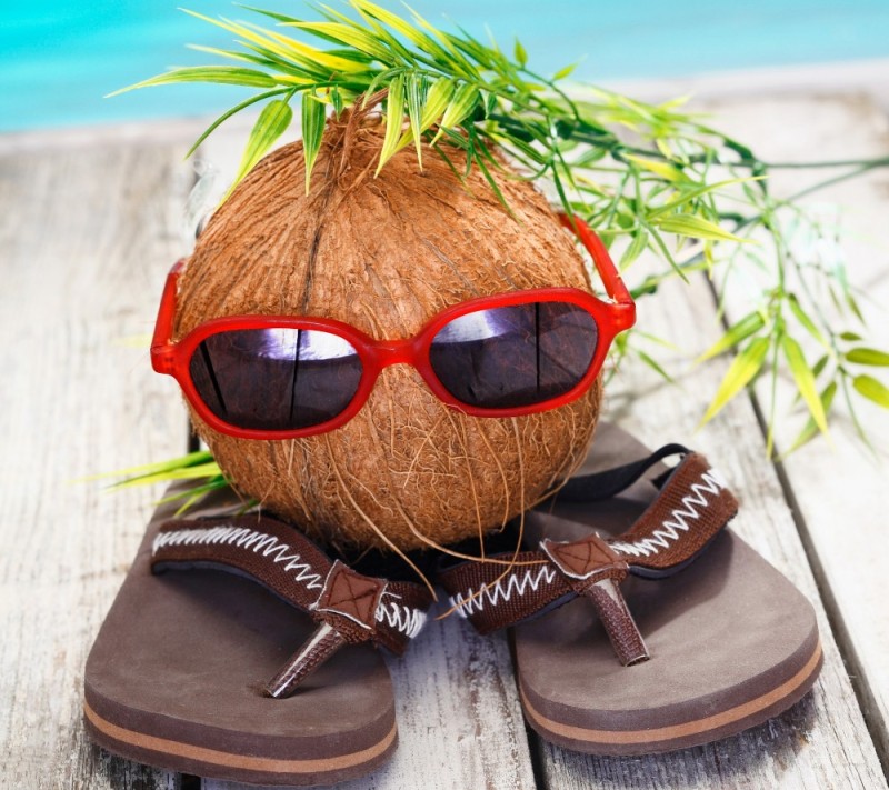 Create meme: coconut , funny coconut, coconut in sunglasses