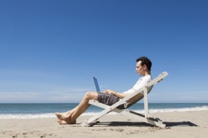 Create meme: Freelancer, freelancer, laptop on the beach