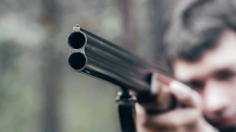 Create meme: shot from a double-barrelled shotgun, the gun , A shot from