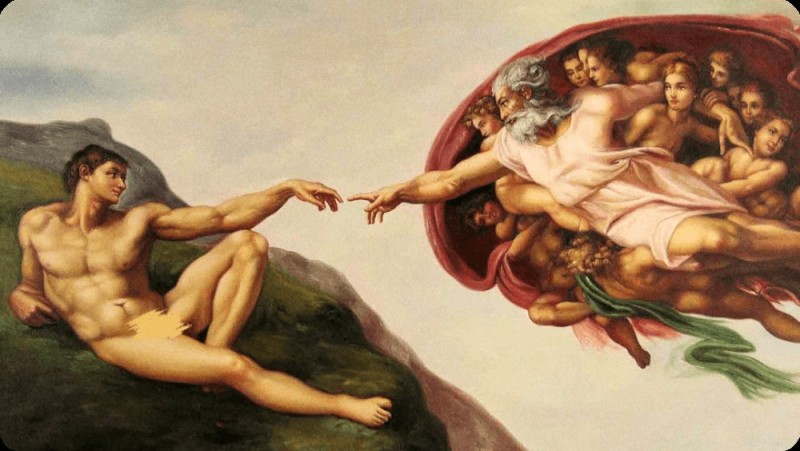 Создать мем: сотворение адама микеланджело 1511, рождение адама микеланджело картина, микеланджело сотворение адама 1508 1512