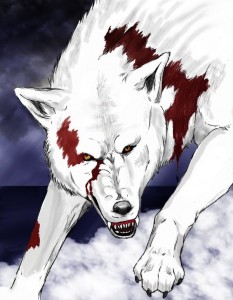 Создать мем: белые волки в крови картинки, рисунок волка в крови, аниме волки в крови