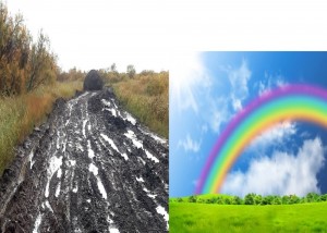 Create meme: sky with rainbow pictures, rainbow, road to the sun with a rainbow