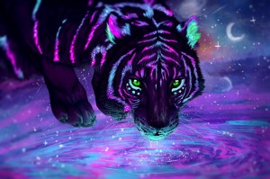 Create meme: the Wallpaper of neon tiger, art tiger neon, tiger neon
