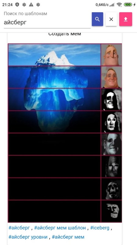 Create meme: iceberg is a template for a meme, iceberg template, iceberg levels