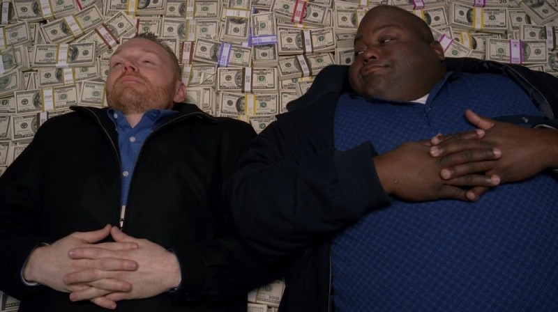 Create meme: in all serious lots of money, lying on a pile of money, The negro on the money meme
