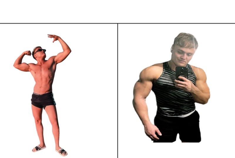 Создать мем: человек, тренировка мышц, рост мышц