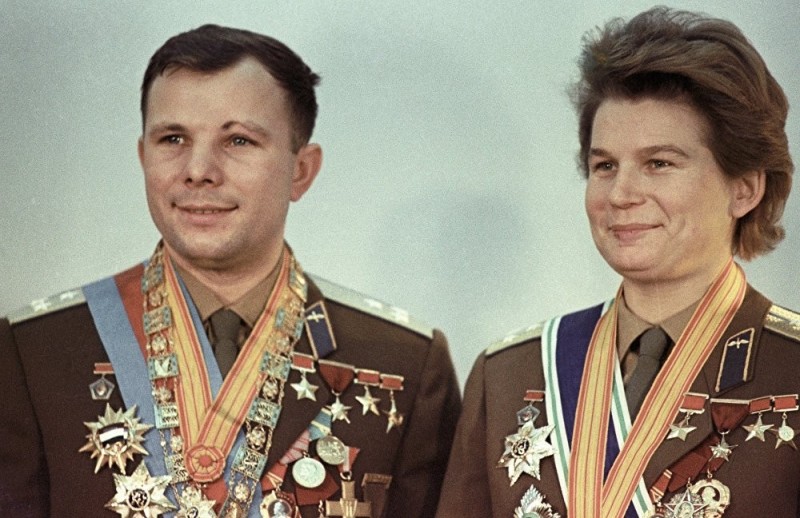 Create meme: Yuri Gagarin , the first cosmonaut Yuri Gagarin, Yuri gagarin and Valentina tereshkova