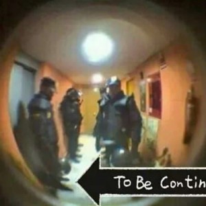 Create meme: police the peephole door, FSB in the eye, the police in the eye