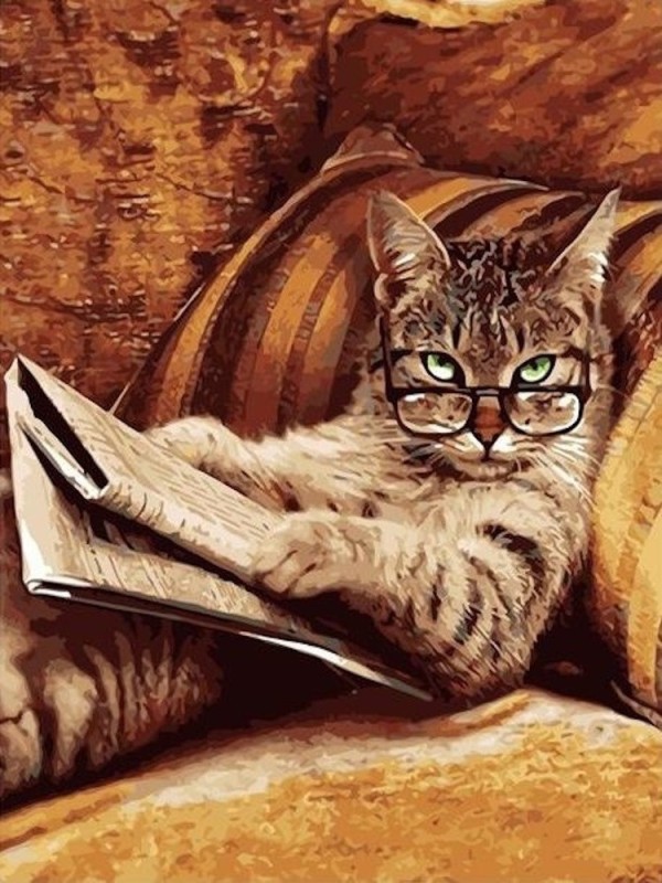 Create meme: smart cat, cat in glasses , The cat with glasses painting