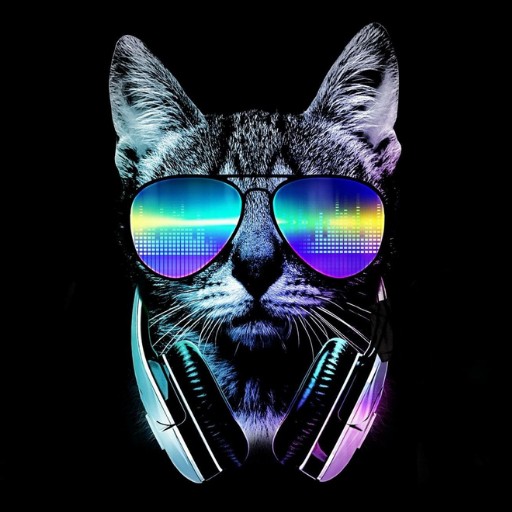 Create meme: cat with headphones, cool cat , cat DJ 