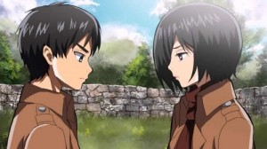 Создать мем: eren x mikasa, эрен егер, anime